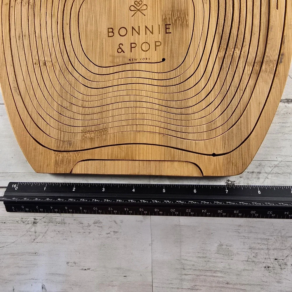 Bonnie & Pop Bamboo Apple Fruit Basket Collapsible Wood Trivet Cutting Board